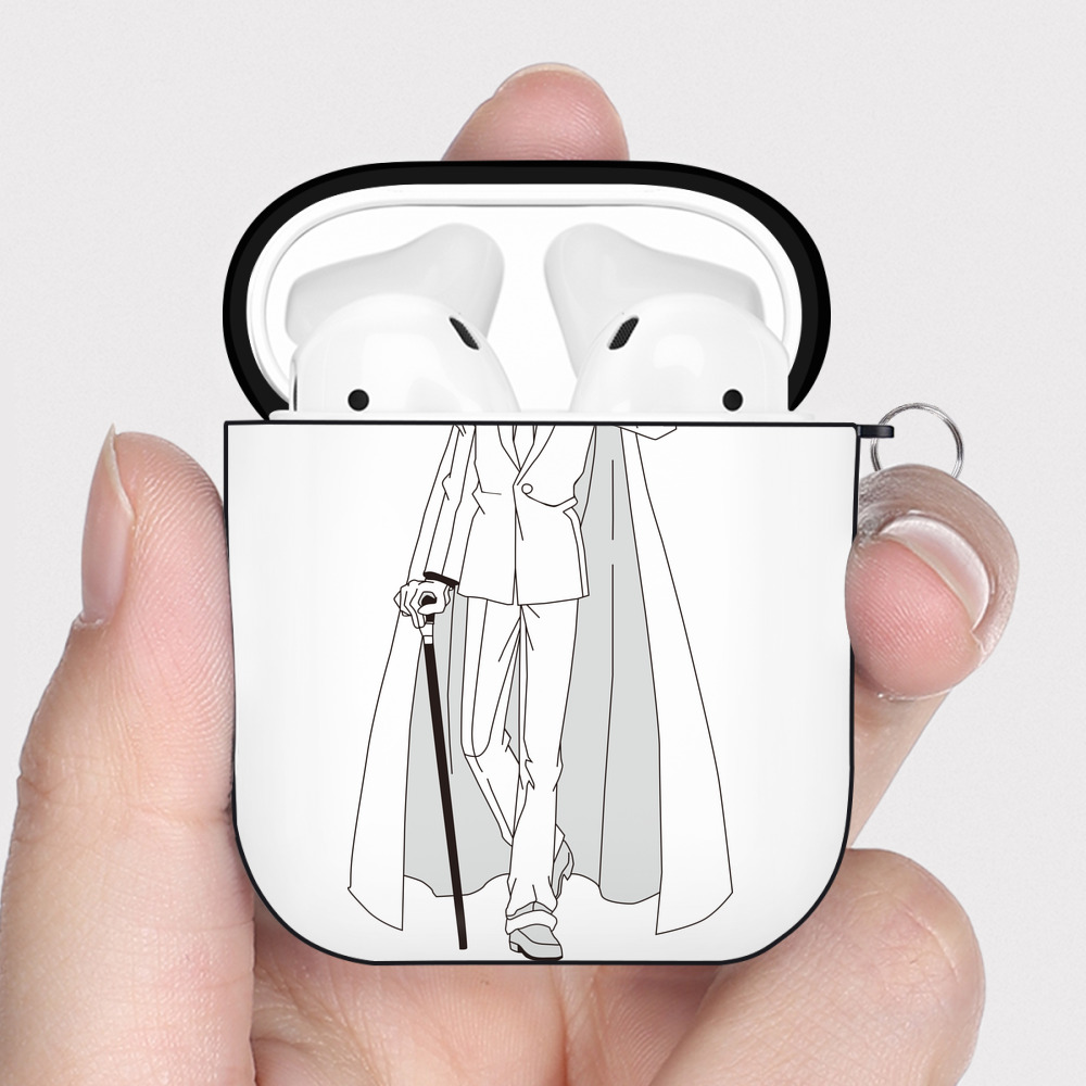（画像用） 名探偵コナン くろば かいと Detective Conan Kuroba Kaito AirPods 第2世代保護ケース ハードシェル ブラック 耐衝撃・防指紋・カラビナ付き