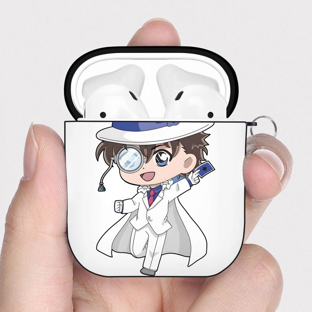 （画像用） 名探偵コナン くろば かいと Detective Conan Kuroba Kaito AirPods 第2世代保護ケース ハードシェル ブラック 耐衝撃・防指紋・カラビナ付き