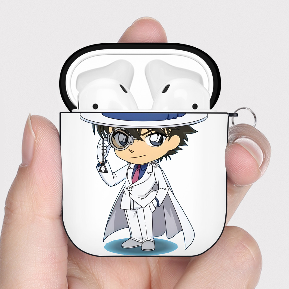 （画像用） 名探偵コナン くろば かいと Detective Conan Kuroba Kaito AirPods 第2世代保護ケース ハードシェル ブラック 耐衝撃・防指紋・カラビナ付き
