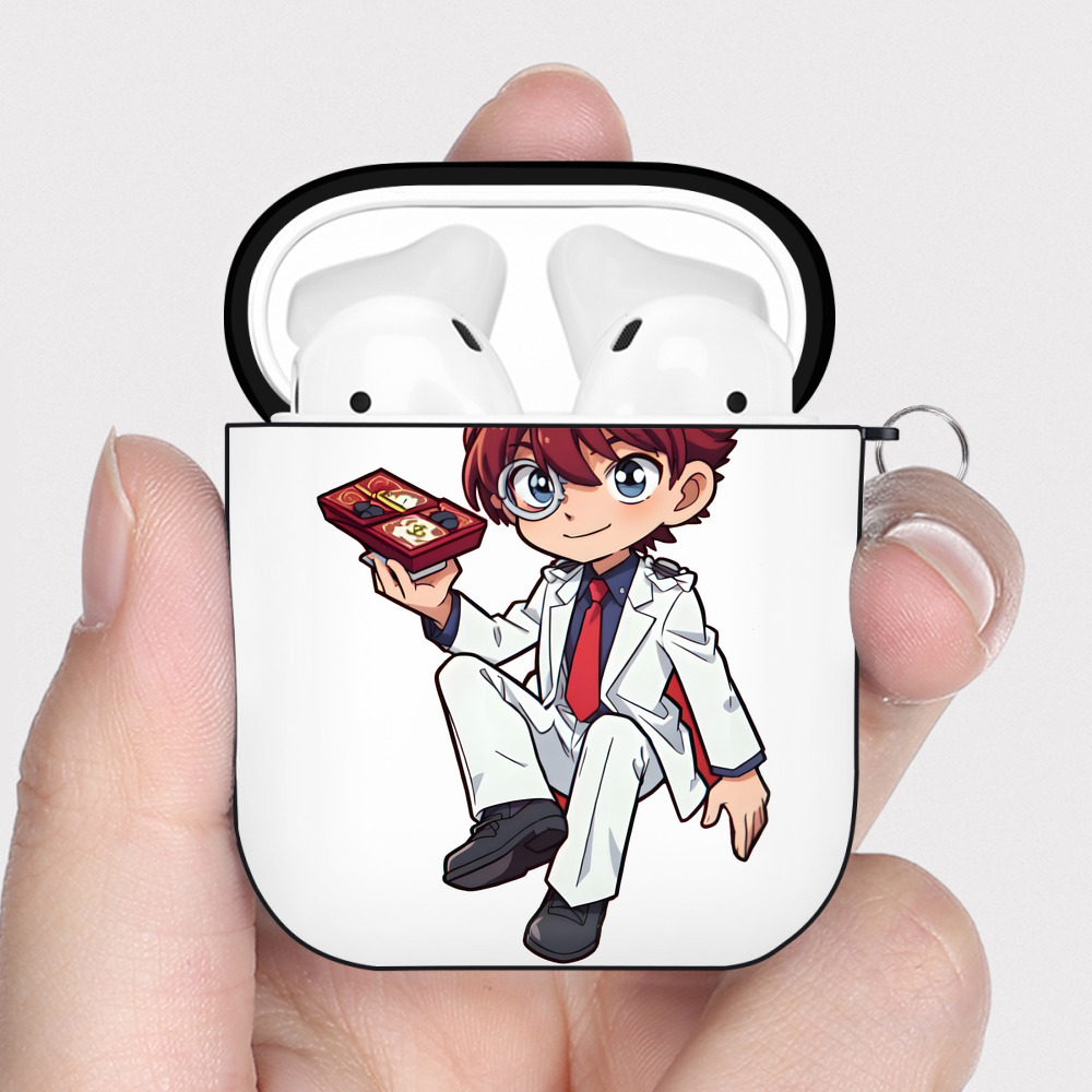 （画像用） 名探偵コナン くろば かいと Detective Conan Kuroba Kaito AirPods 第2世代保護ケース ハードシェル ブラック 耐衝撃・防指紋・カラビナ付き