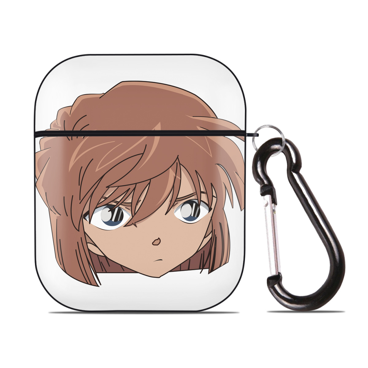 （画像用） 名探偵コナン 灰原 哀 はいばら あい Detective Conan Anita Hailey、Vi Graythorn Haibara Ai AirPods 第2世代保護ケース ハードシェル ブラック 耐衝撃・防指紋・カラビナ付き
