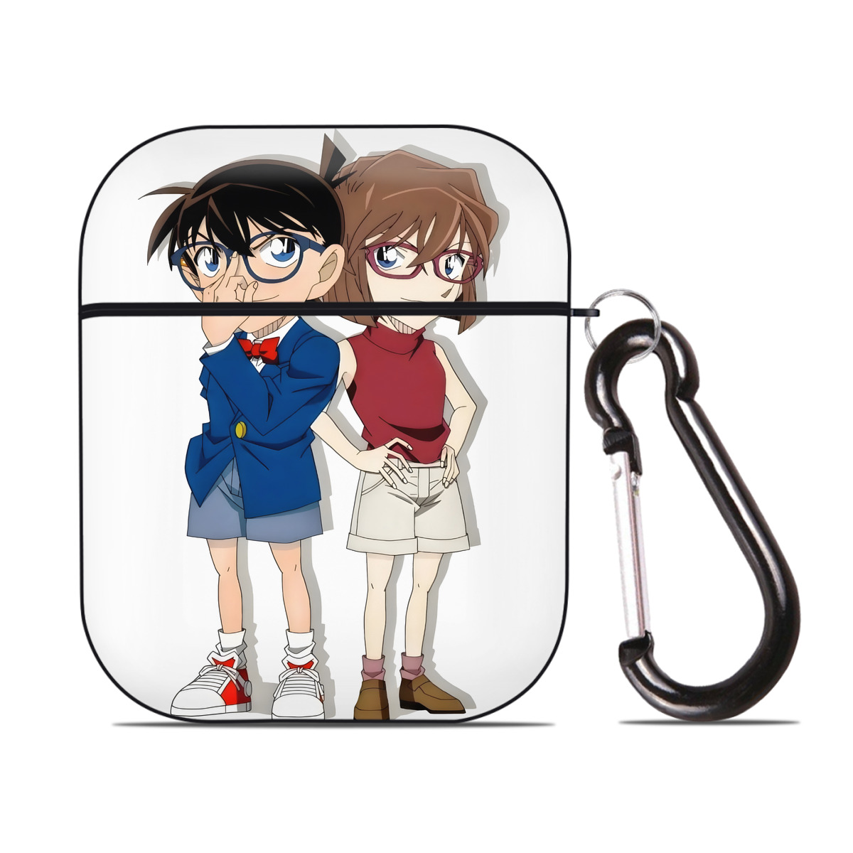（画像用） 名探偵コナン 灰原 哀 はいばら あい Detective Conan Anita Hailey、Vi Graythorn Haibara Ai AirPods 第2世代保護ケース ハードシェル ブラック 耐衝撃・防指紋・カラビナ付き