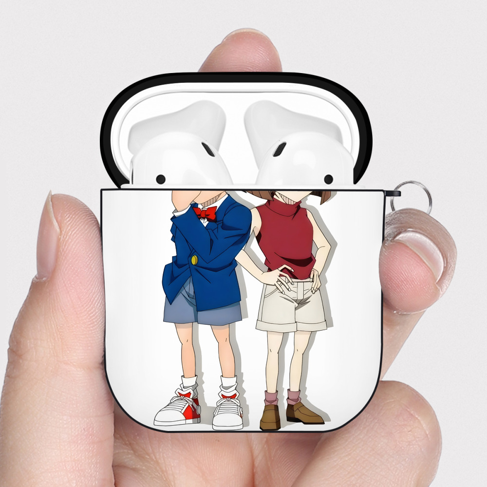 （画像用） 名探偵コナン 灰原 哀 はいばら あい Detective Conan Anita Hailey、Vi Graythorn Haibara Ai AirPods 第2世代保護ケース ハードシェル ブラック 耐衝撃・防指紋・カラビナ付き