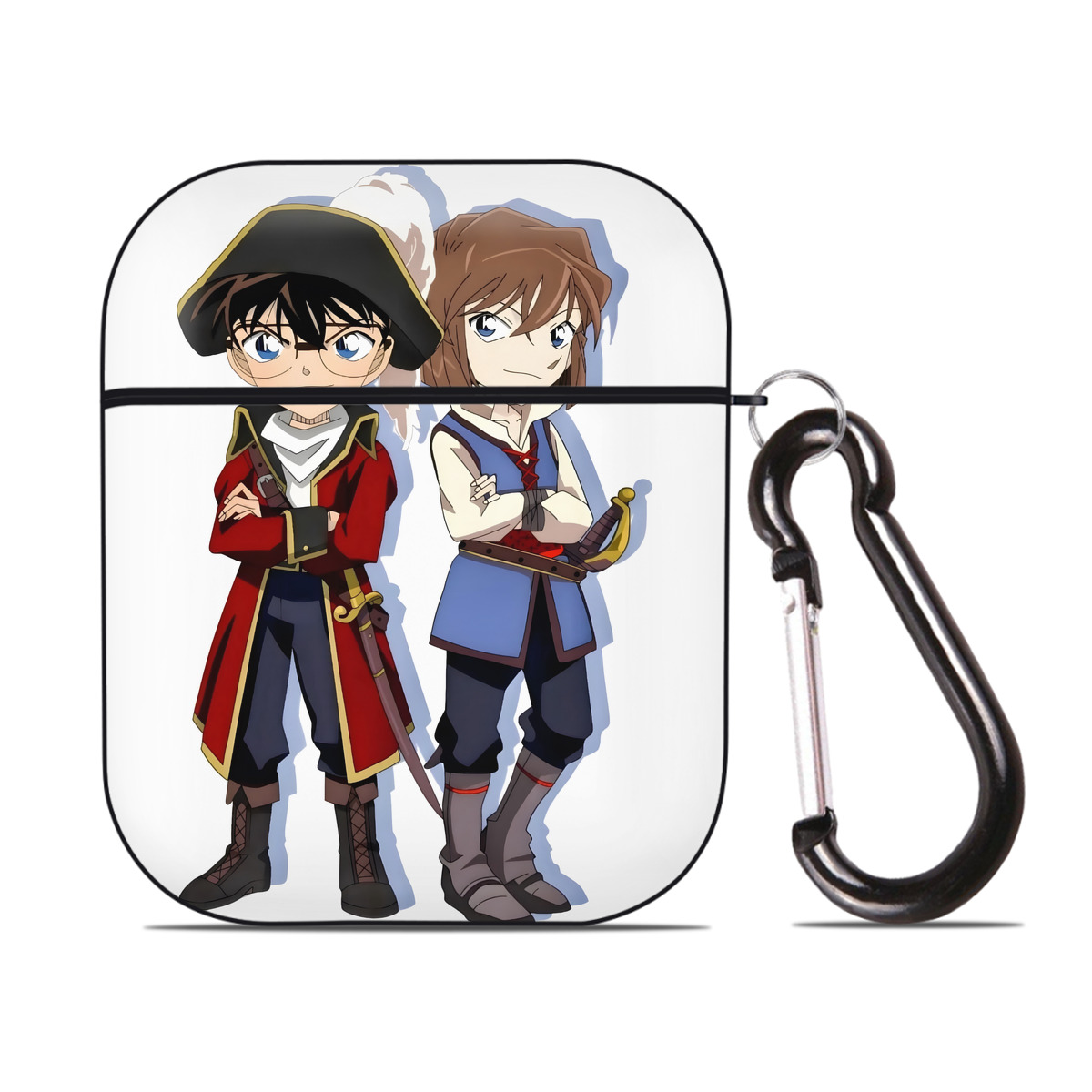 （画像用） 名探偵コナン 灰原 哀 はいばら あい Detective Conan Anita Hailey、Vi Graythorn Haibara Ai AirPods 第2世代保護ケース ハードシェル ブラック 耐衝撃・防指紋・カラビナ付き