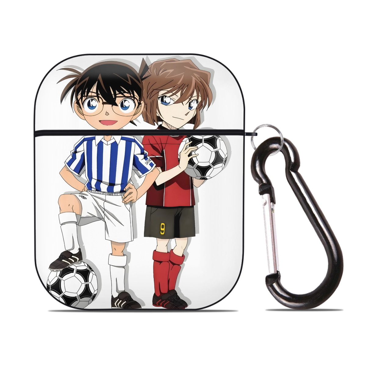 （画像用） 名探偵コナン 灰原 哀 はいばら あい Detective Conan Anita Hailey、Vi Graythorn Haibara Ai AirPods 第2世代保護ケース ハードシェル ブラック 耐衝撃・防指紋・カラビナ付き