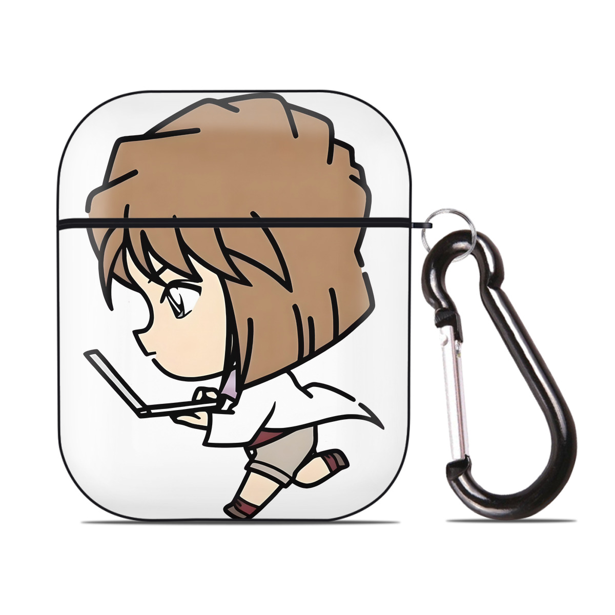 （画像用） 名探偵コナン 灰原 哀 はいばら あい Detective Conan Anita Hailey、Vi Graythorn Haibara Ai AirPods 第2世代保護ケース ハードシェル ブラック 耐衝撃・防指紋・カラビナ付き