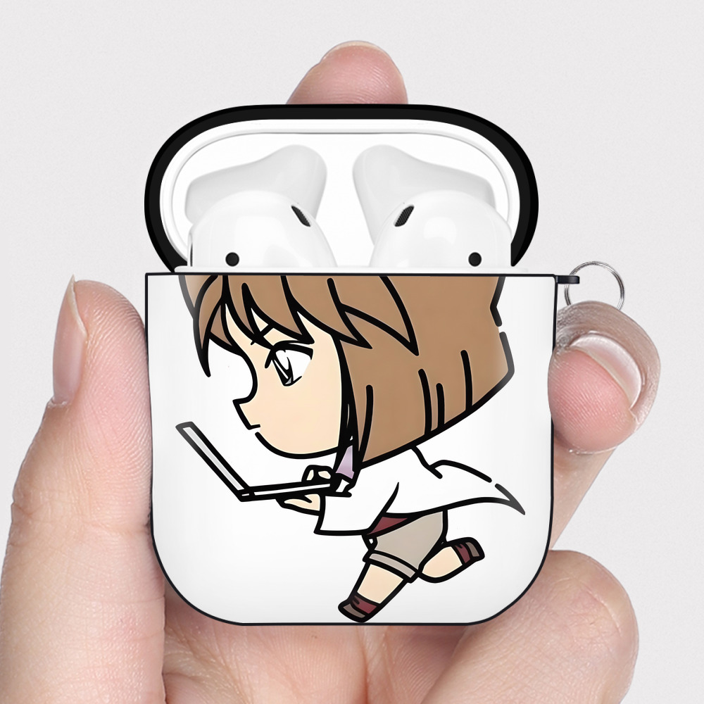（画像用） 名探偵コナン 灰原 哀 はいばら あい Detective Conan Anita Hailey、Vi Graythorn Haibara Ai AirPods 第2世代保護ケース ハードシェル ブラック 耐衝撃・防指紋・カラビナ付き