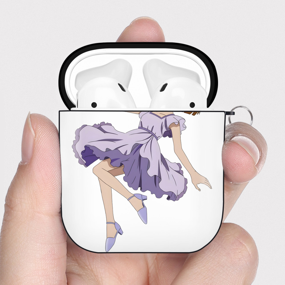 （画像用） 名探偵コナン 灰原 哀 はいばら あい Detective Conan Anita Hailey、Vi Graythorn Haibara Ai AirPods 第2世代保護ケース ハードシェル ブラック 耐衝撃・防指紋・カラビナ付き