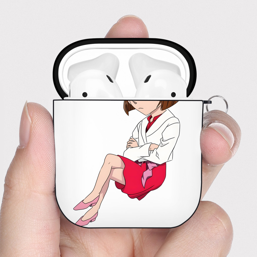 （画像用） 名探偵コナン 灰原 哀 はいばら あい Detective Conan Anita Hailey、Vi Graythorn Haibara Ai AirPods 第2世代保護ケース ハードシェル ブラック 耐衝撃・防指紋・カラビナ付き