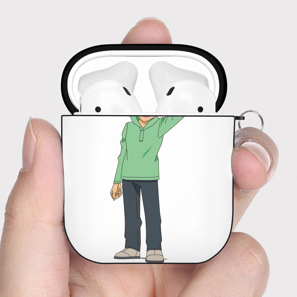 （画像用） 名探偵コナン 円谷 光彦 つぶらや みつひこ Detective Conan Mitch Tennyson AirPods 第2世代保護ケース ハードシェル ブラック 耐衝撃・防指紋・カラビナ付き