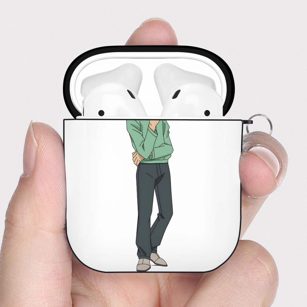 （画像用） 名探偵コナン 円谷 光彦 つぶらや みつひこ Detective Conan Mitch Tennyson AirPods 第2世代保護ケース ハードシェル ブラック 耐衝撃・防指紋・カラビナ付き