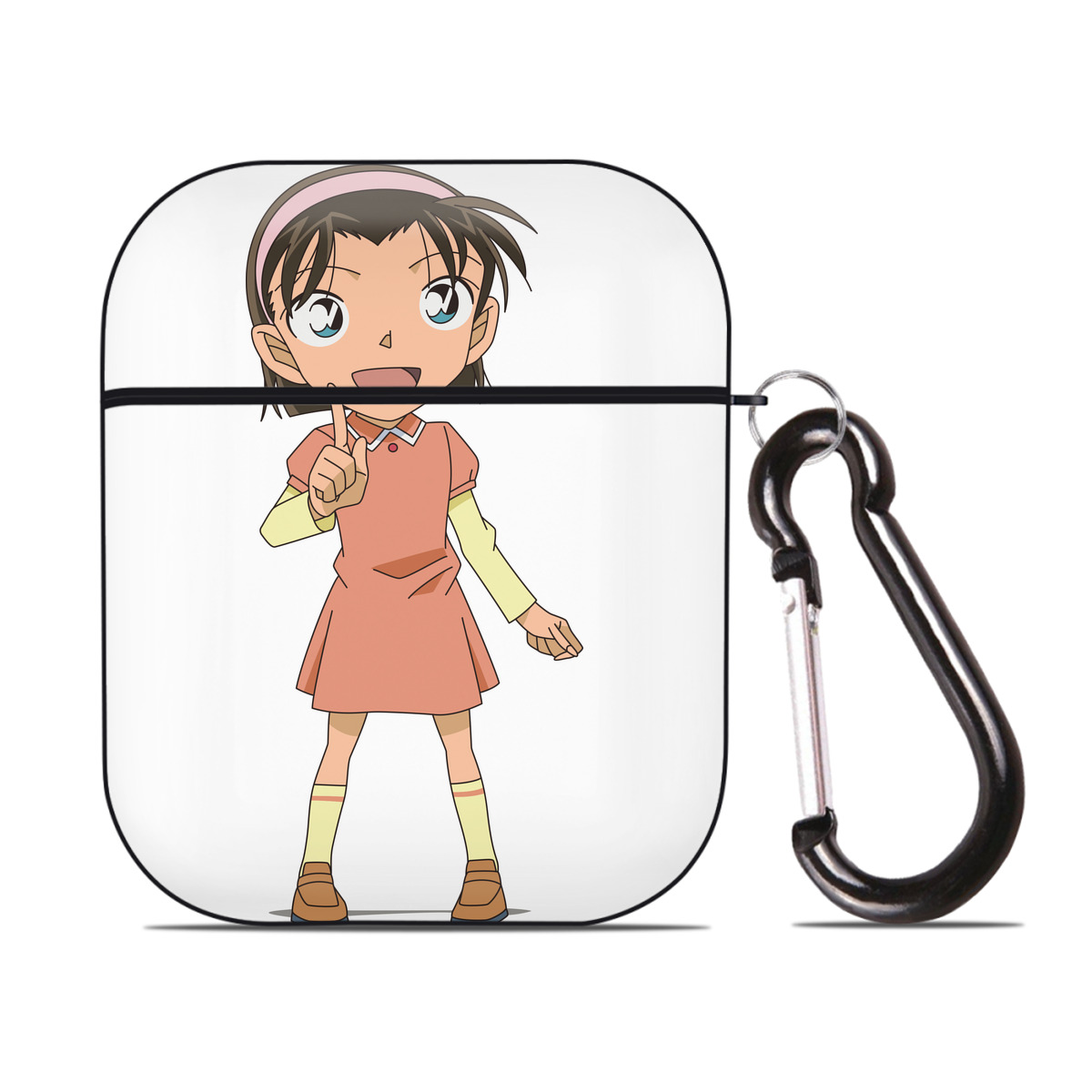 （画像用） 名探偵コナン 吉田 歩美 よしだ あゆみ Detective Conan my Yeager AirPods 第2世代保護ケース ハードシェル ブラック 耐衝撃・防指紋・カラビナ付き