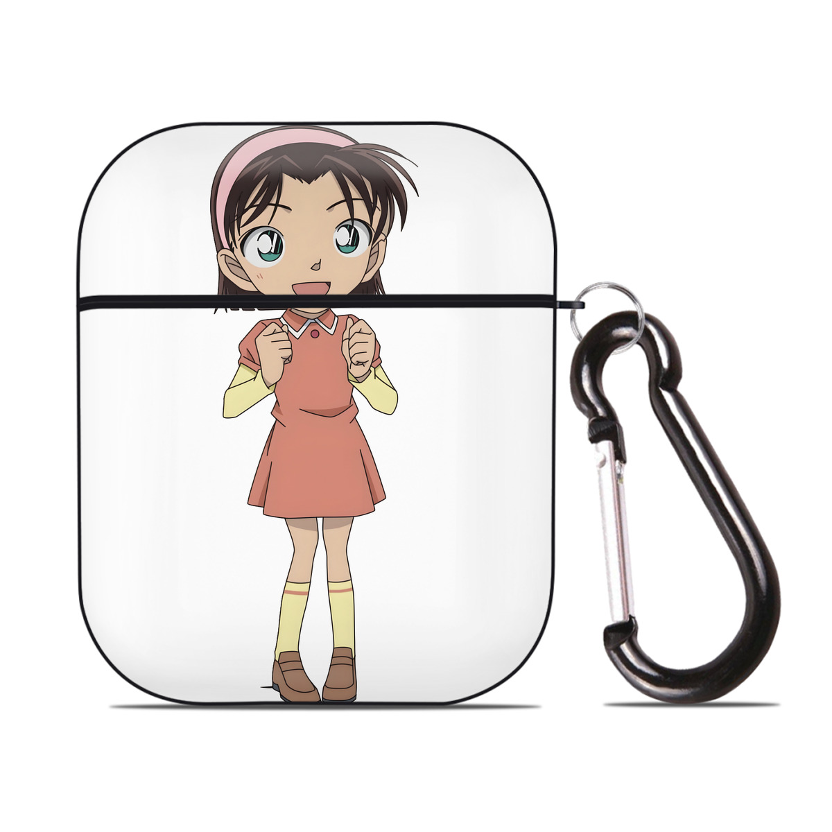 （画像用） 名探偵コナン 吉田 歩美 よしだ あゆみ Detective Conan my Yeager AirPods 第2世代保護ケース ハードシェル ブラック 耐衝撃・防指紋・カラビナ付き