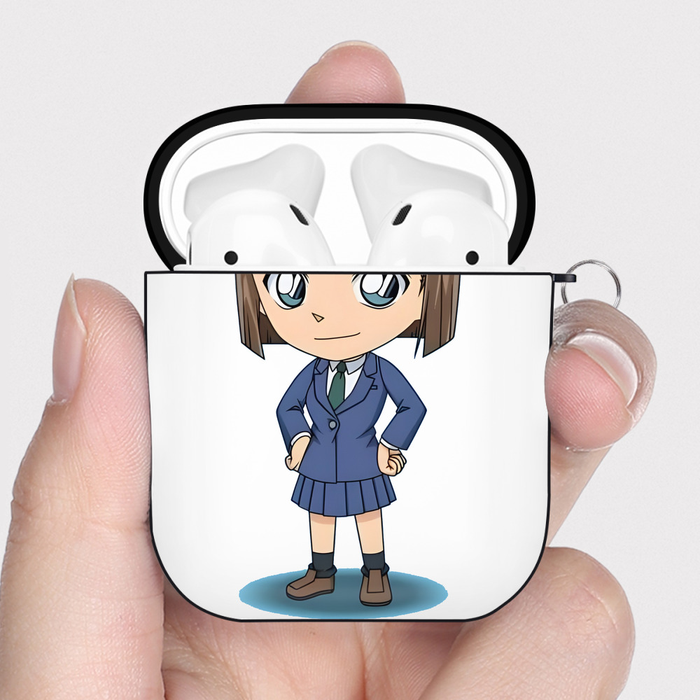 （画像用） 名探偵コナン 吉田 歩美 よしだ あゆみ Detective Conan my Yeager AirPods 第2世代保護ケース ハードシェル ブラック 耐衝撃・防指紋・カラビナ付き