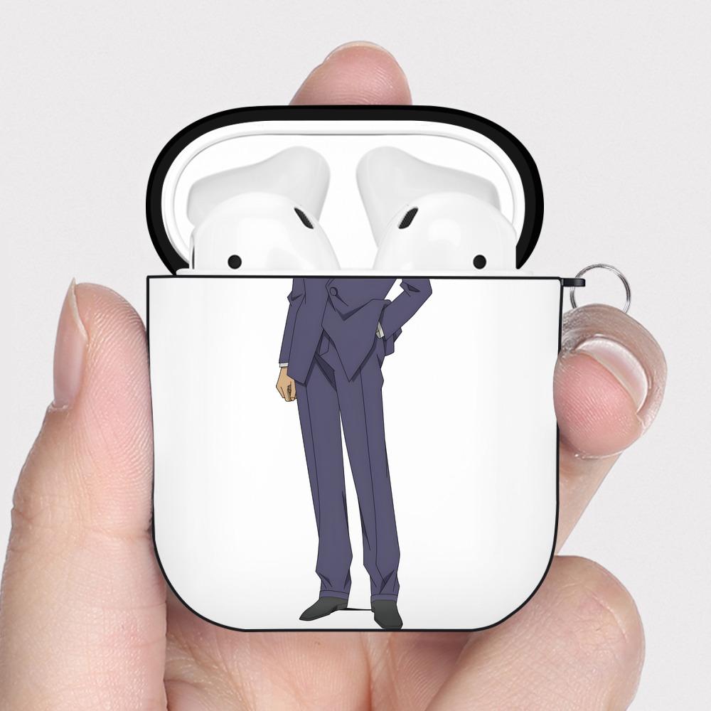 （画像用） 名探偵コナン 毛利 小五郎 もうり こごろう Detective Conan AirPods 第2世代保護ケース ハードシェル ブラック 耐衝撃・防指紋・カラビナ付き