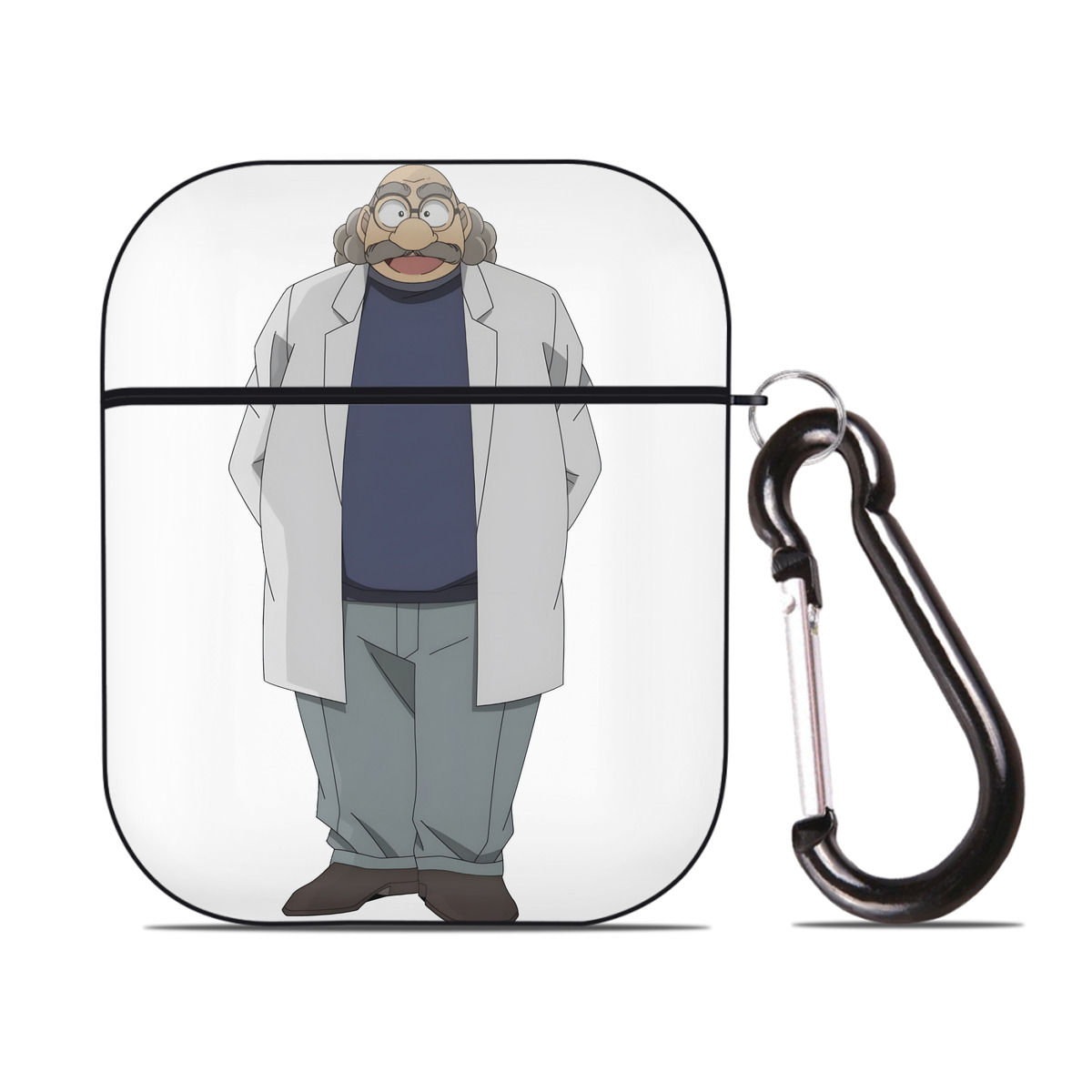 （画像用） 名探偵コナン あがさ ひろし Detective Conan Agasa Hiroshi AirPods 第2世代保護ケース ハードシェル ブラック 耐衝撃・防指紋・カラビナ付き