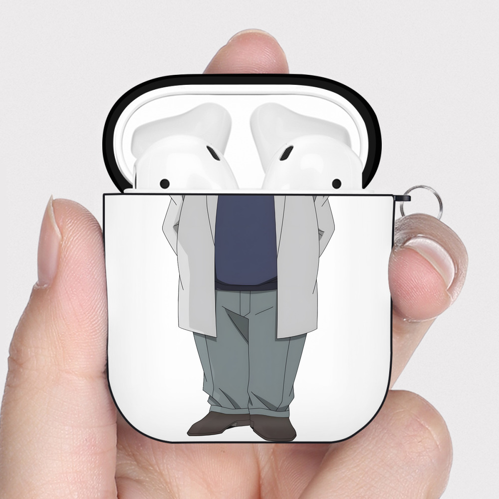 （画像用） 名探偵コナン あがさ ひろし Detective Conan Agasa Hiroshi AirPods 第2世代保護ケース ハードシェル ブラック 耐衝撃・防指紋・カラビナ付き