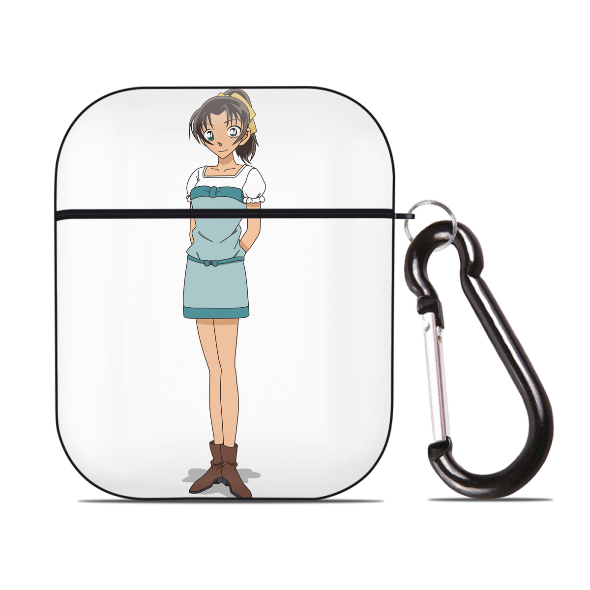 （画像用） 名探偵コナン Detective Conan AirPods 第2世代保護ケース ハードシェル ブラック 耐衝撃・防指紋・カラビナ付き