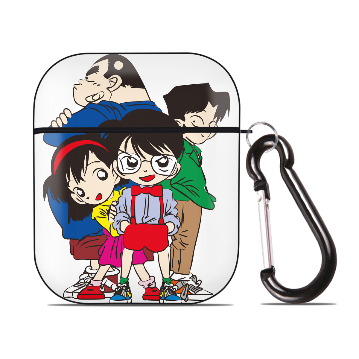 （画像用） 名探偵コナン Detective Conan AirPods 第2世代保護ケース ハードシェル ブラック 耐衝撃・防指紋・カラビナ付き