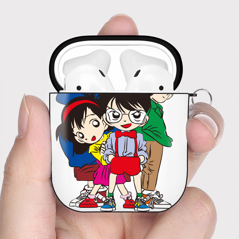 （画像用） 名探偵コナン Detective Conan AirPods 第2世代保護ケース ハードシェル ブラック 耐衝撃・防指紋・カラビナ付き