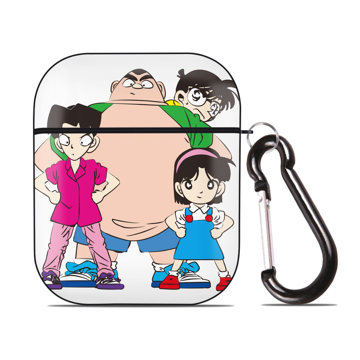 （画像用） 名探偵コナン Detective Conan AirPods 第2世代保護ケース ハードシェル ブラック 耐衝撃・防指紋・カラビナ付き