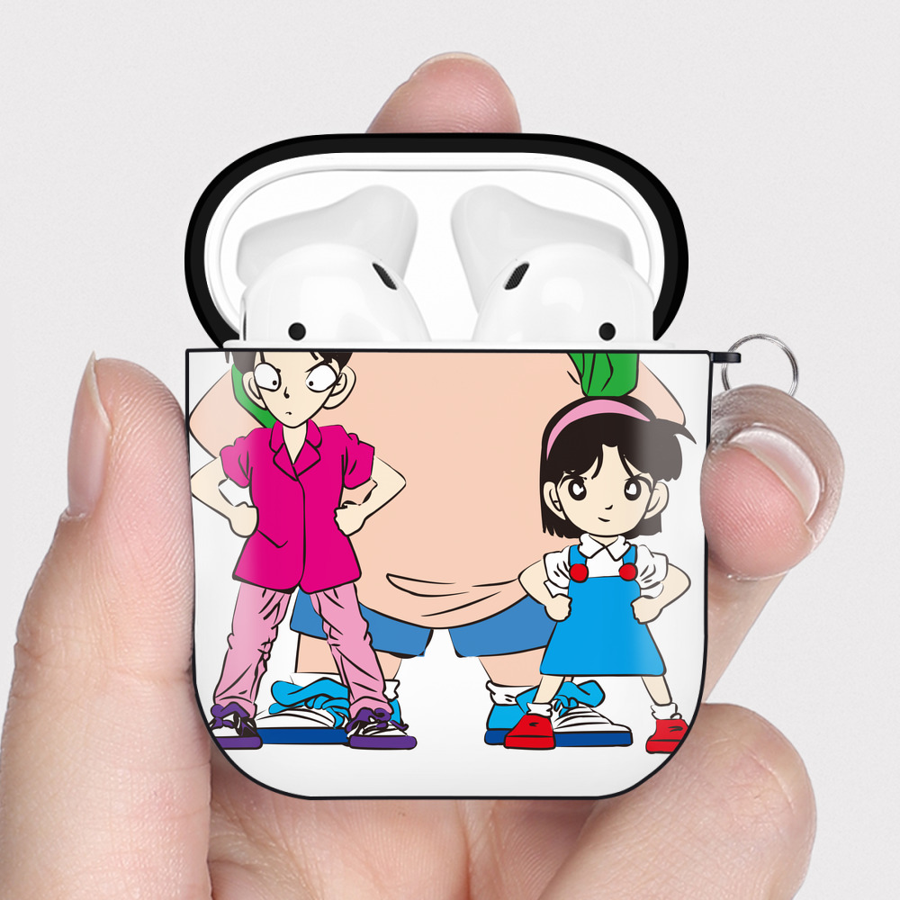 （画像用） 名探偵コナン Detective Conan AirPods 第2世代保護ケース ハードシェル ブラック 耐衝撃・防指紋・カラビナ付き