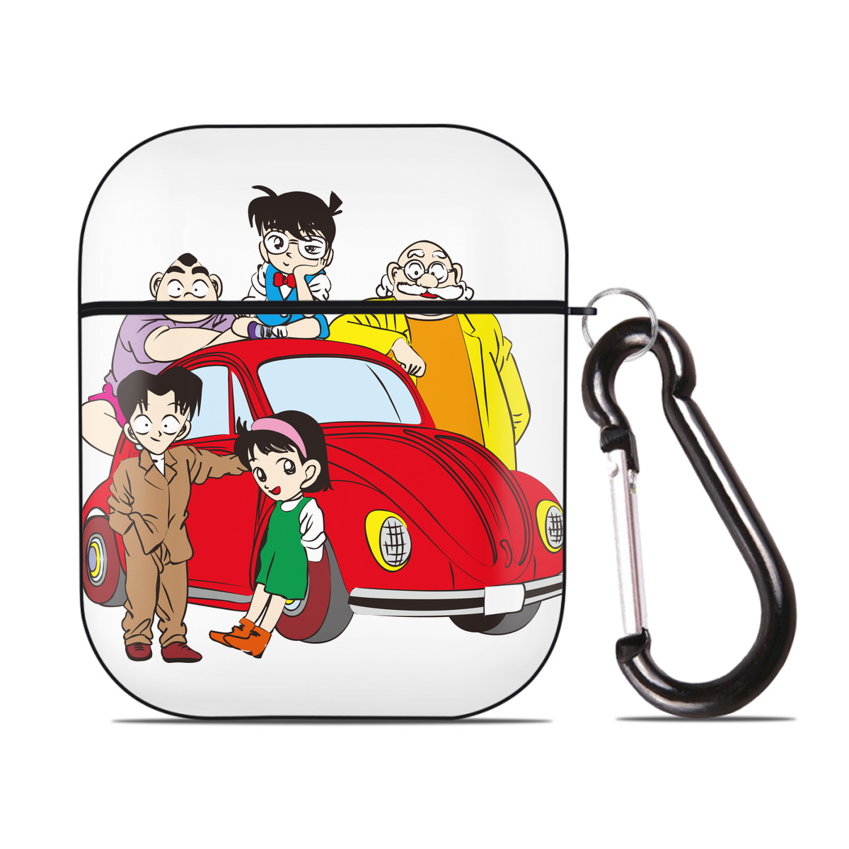 （画像用） 名探偵コナン Detective Conan AirPods 第2世代保護ケース ハードシェル ブラック 耐衝撃・防指紋・カラビナ付き