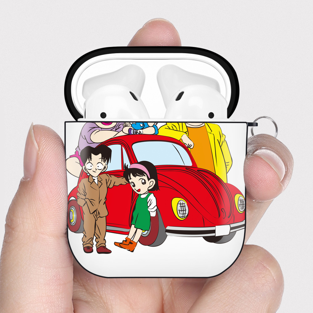 （画像用） 名探偵コナン Detective Conan AirPods 第2世代保護ケース ハードシェル ブラック 耐衝撃・防指紋・カラビナ付き