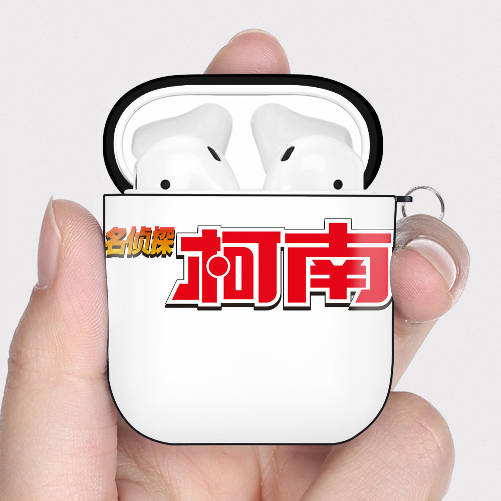 （画像用） 名探偵コナン Detective Conan AirPods 第2世代保護ケース ハードシェル ブラック 耐衝撃・防指紋・カラビナ付き
