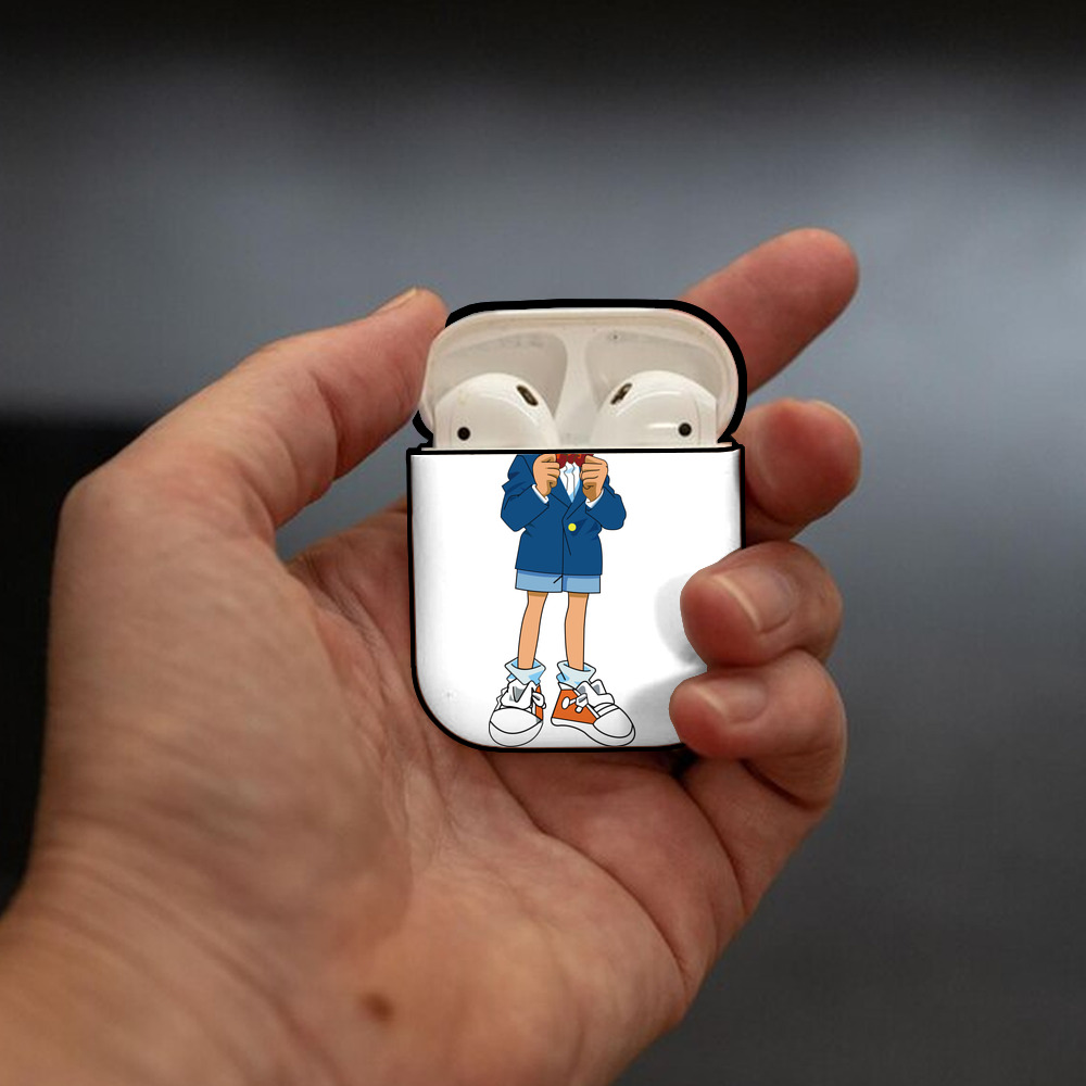 名探偵コナン 江戸川 コナン Detective Conan Conan Edogawa AirPods 第2世代保護ケース ハードシェル ブラック 耐衝撃・防指紋・カラビナ付き