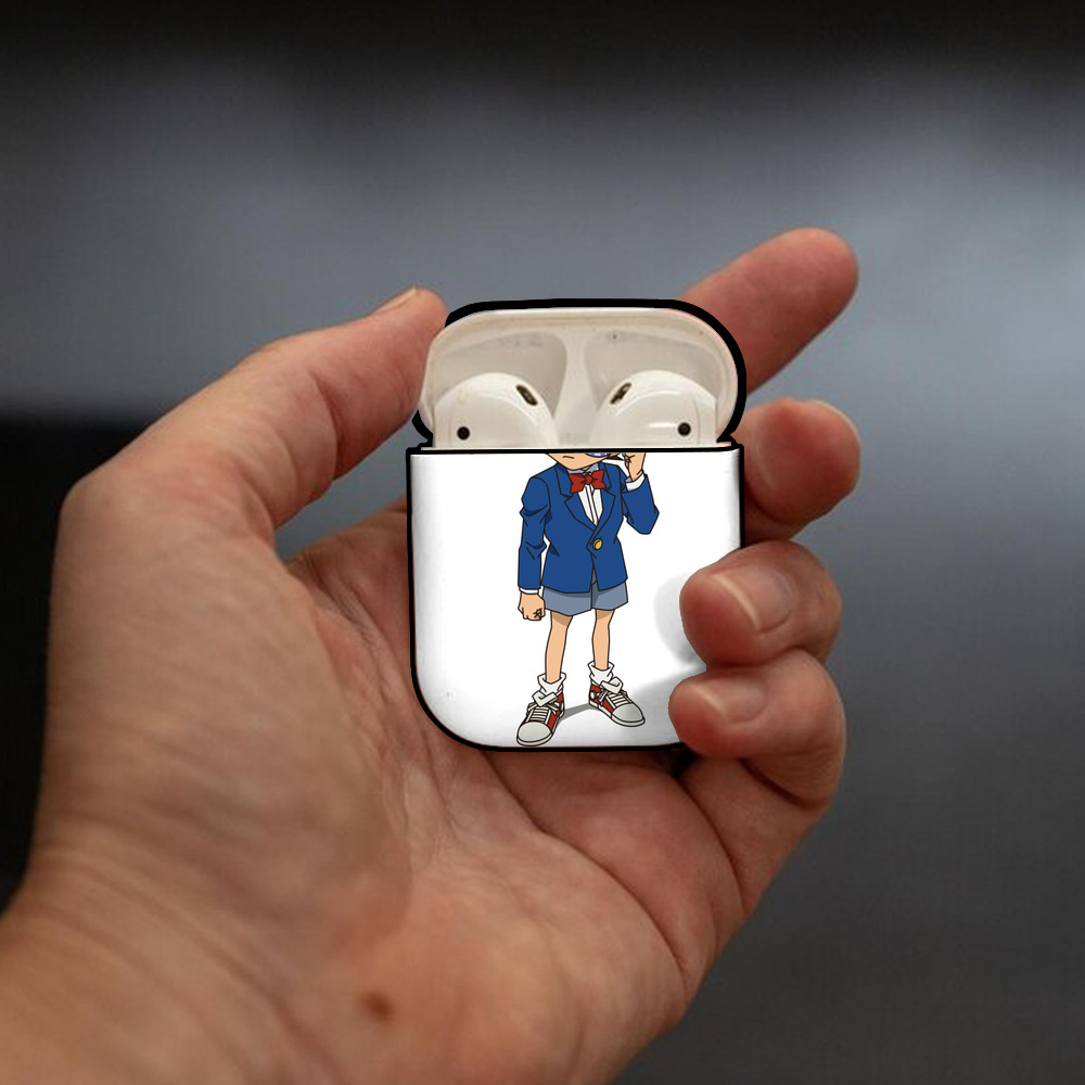 名探偵コナン 江戸川 コナン Detective Conan Conan Edogawa AirPods 第2世代保護ケース ハードシェル ブラック 耐衝撃・防指紋・カラビナ付き