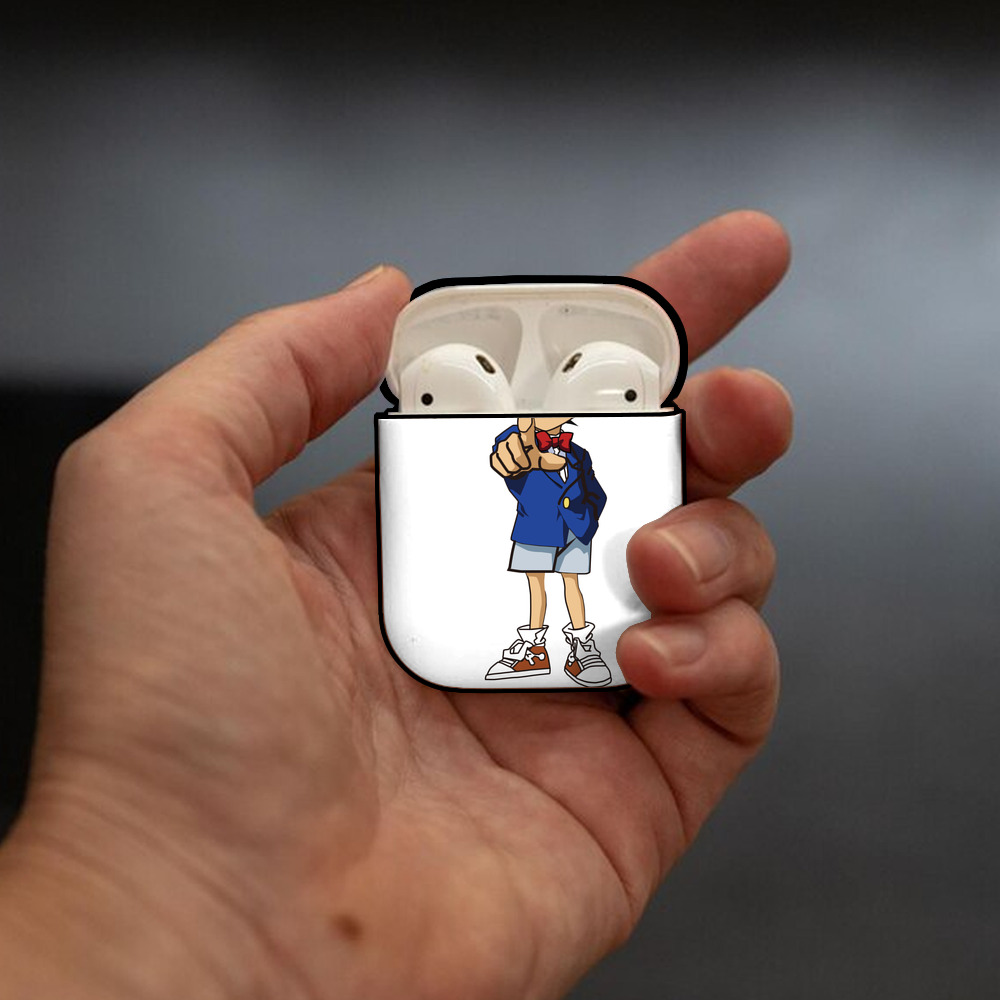 名探偵コナン 江戸川 コナン Detective Conan Conan Edogawa AirPods 第2世代保護ケース ハードシェル ブラック 耐衝撃・防指紋・カラビナ付き