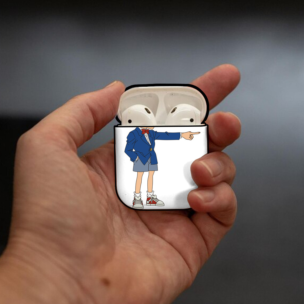 名探偵コナン 江戸川 コナン Detective Conan Conan Edogawa AirPods 第2世代保護ケース ハードシェル ブラック 耐衝撃・防指紋・カラビナ付き