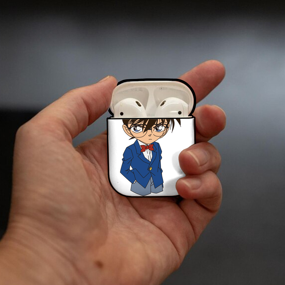 名探偵コナン 江戸川 コナン Detective Conan Conan Edogawa AirPods 第2世代保護ケース ハードシェル ブラック 耐衝撃・防指紋・カラビナ付き