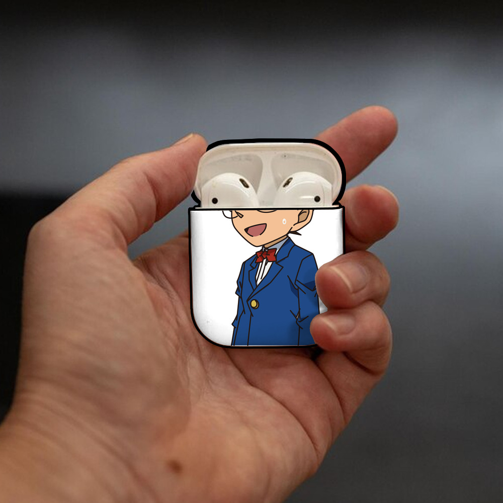 名探偵コナン 江戸川 コナン Detective Conan Conan Edogawa AirPods 第2世代保護ケース ハードシェル ブラック 耐衝撃・防指紋・カラビナ付き