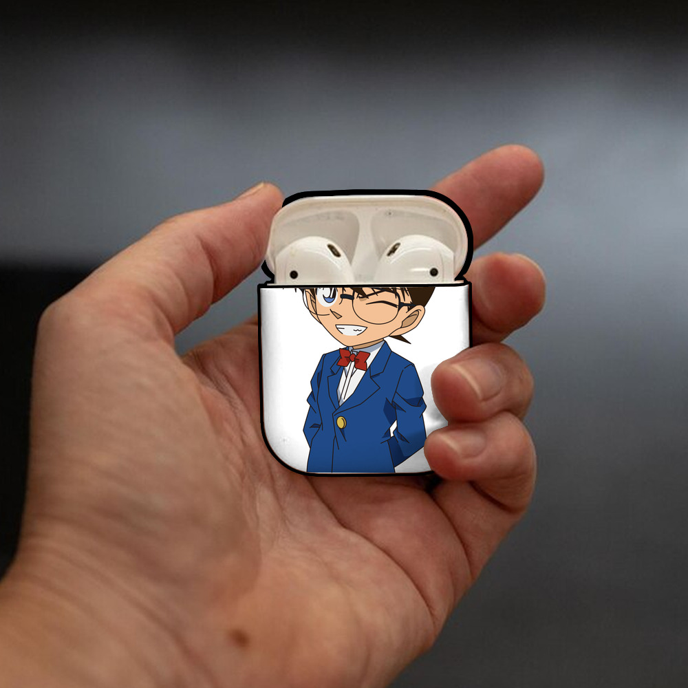 名探偵コナン 江戸川 コナン Detective Conan Conan Edogawa AirPods 第2世代保護ケース ハードシェル ブラック 耐衝撃・防指紋・カラビナ付き