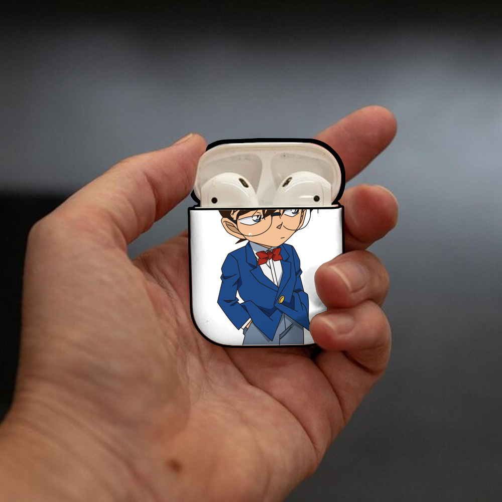名探偵コナン 江戸川 コナン Detective Conan Conan Edogawa AirPods 第2世代保護ケース ハードシェル ブラック 耐衝撃・防指紋・カラビナ付き