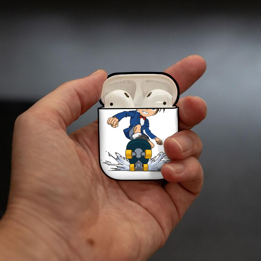 名探偵コナン 江戸川 コナン Detective Conan Conan Edogawa AirPods 第2世代保護ケース ハードシェル ブラック 耐衝撃・防指紋・カラビナ付き