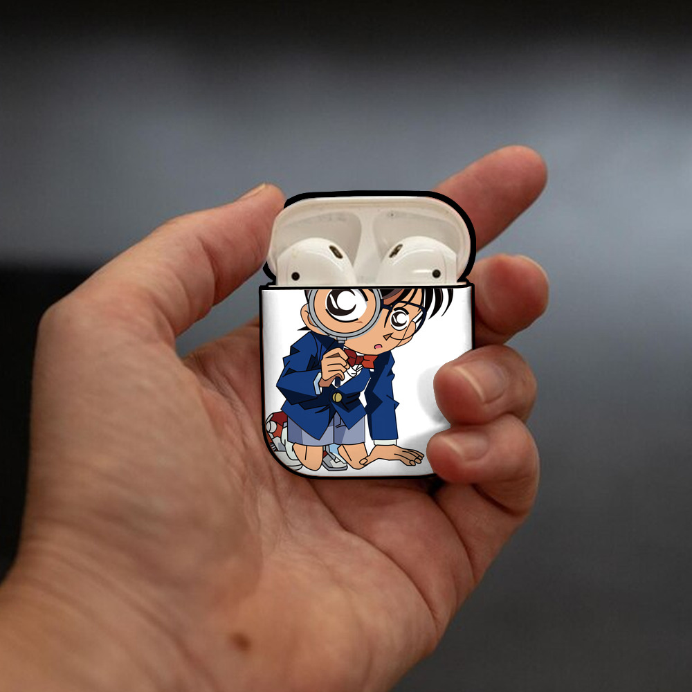 名探偵コナン 江戸川 コナン Detective Conan Conan Edogawa AirPods 第2世代保護ケース ハードシェル ブラック 耐衝撃・防指紋・カラビナ付き