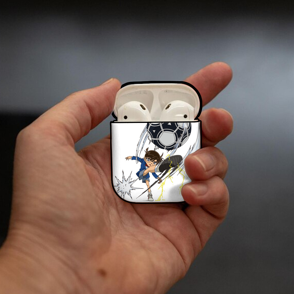名探偵コナン 江戸川 コナン Detective Conan Conan Edogawa AirPods 第2世代保護ケース ハードシェル ブラック 耐衝撃・防指紋・カラビナ付き