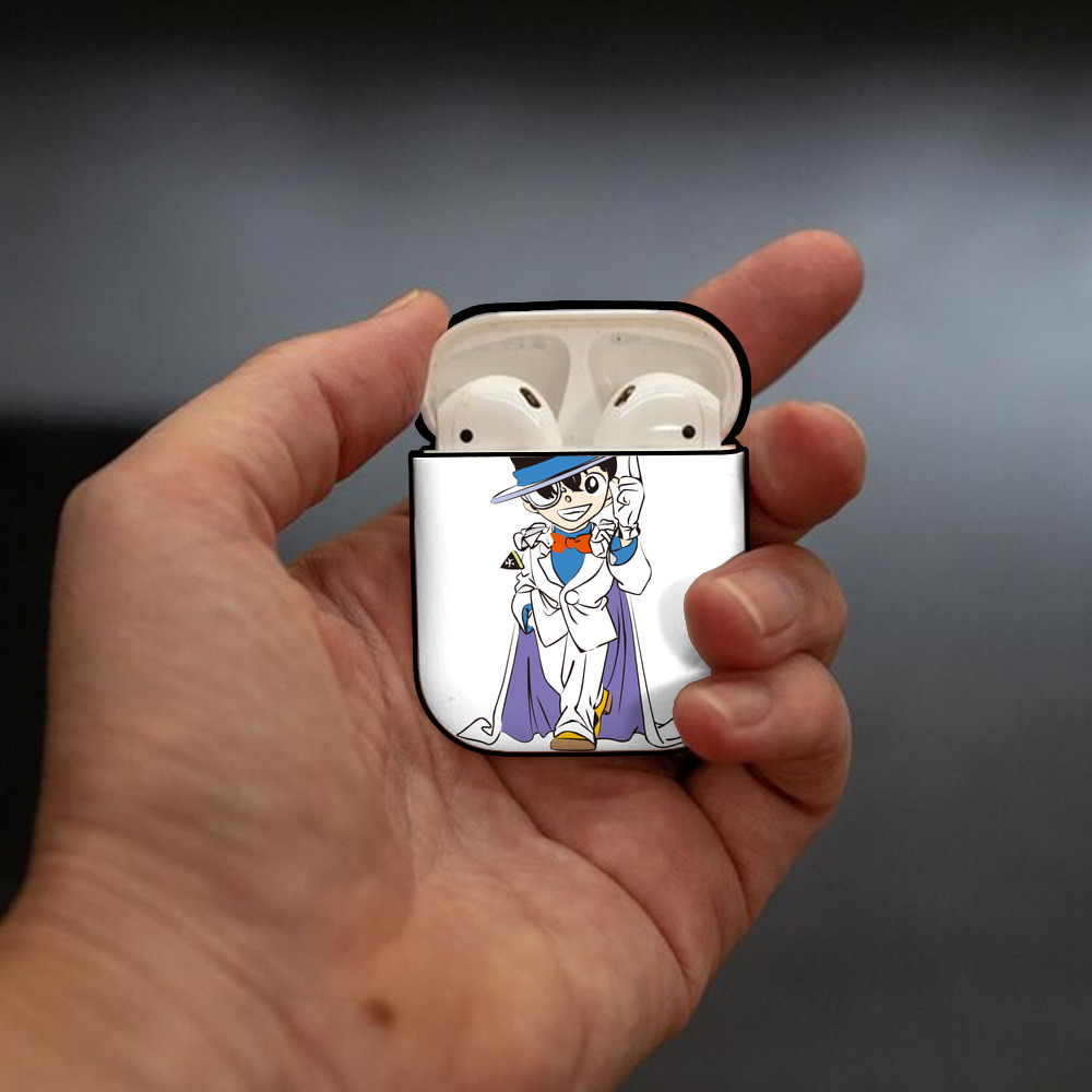 名探偵コナン 江戸川 コナン Detective Conan Conan Edogawa AirPods 第2世代保護ケース ハードシェル ブラック 耐衝撃・防指紋・カラビナ付き