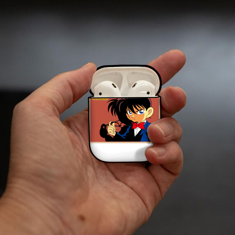 名探偵コナン 江戸川 コナン Detective Conan Conan Edogawa AirPods 第2世代保護ケース ハードシェル ブラック 耐衝撃・防指紋・カラビナ付き