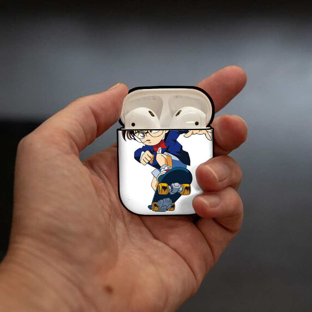 名探偵コナン 江戸川 コナン Detective Conan Conan Edogawa AirPods 第2世代保護ケース ハードシェル ブラック 耐衝撃・防指紋・カラビナ付き