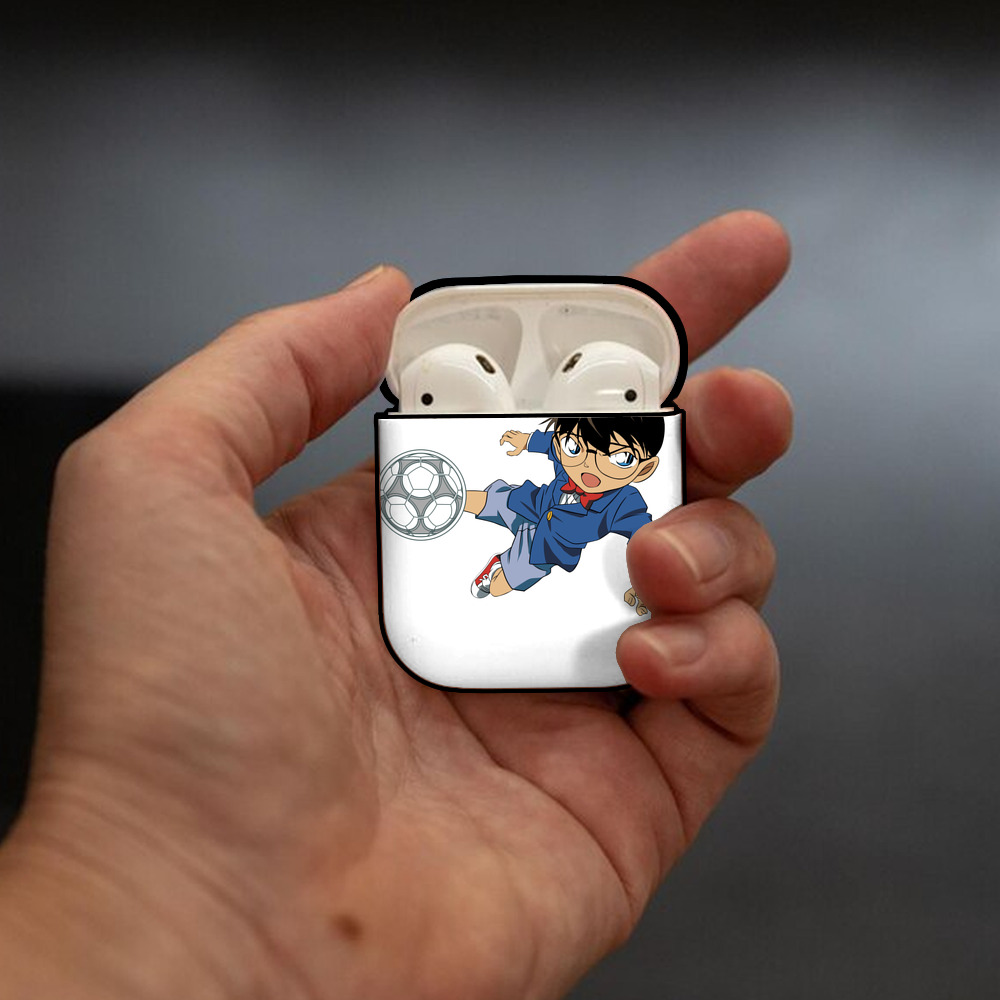 名探偵コナン 江戸川 コナン Detective Conan Conan Edogawa AirPods 第2世代保護ケース ハードシェル ブラック 耐衝撃・防指紋・カラビナ付き