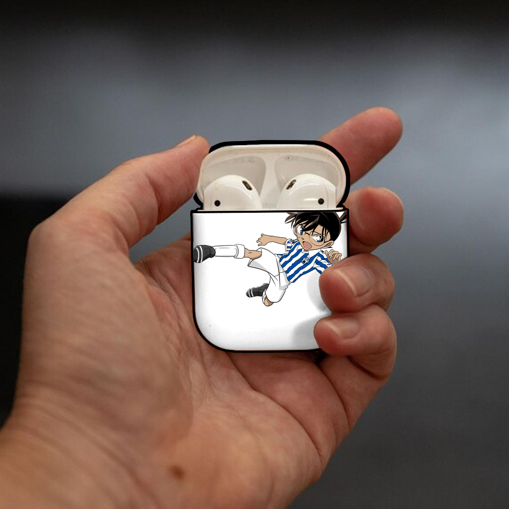 名探偵コナン 江戸川 コナン Detective Conan Conan Edogawa AirPods 第2世代保護ケース ハードシェル ブラック 耐衝撃・防指紋・カラビナ付き