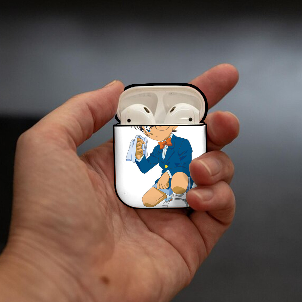 名探偵コナン 江戸川 コナン Detective Conan Conan Edogawa AirPods 第2世代保護ケース ハードシェル ブラック 耐衝撃・防指紋・カラビナ付き