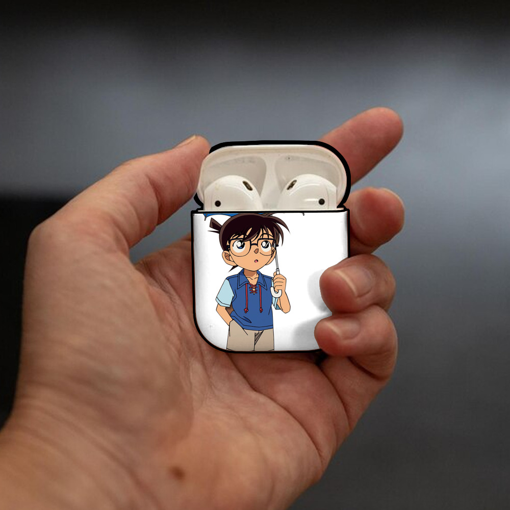 名探偵コナン 江戸川 コナン Detective Conan Conan Edogawa AirPods 第2世代保護ケース ハードシェル ブラック 耐衝撃・防指紋・カラビナ付き