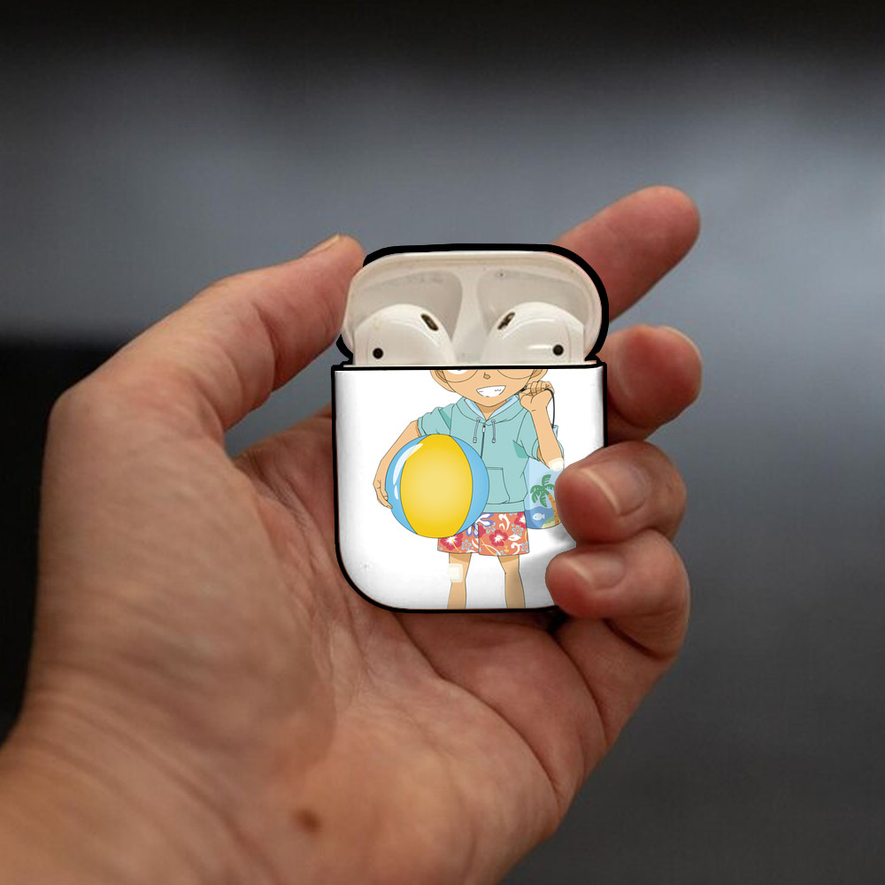 名探偵コナン 江戸川 コナン Detective Conan Conan Edogawa AirPods 第2世代保護ケース ハードシェル ブラック 耐衝撃・防指紋・カラビナ付き