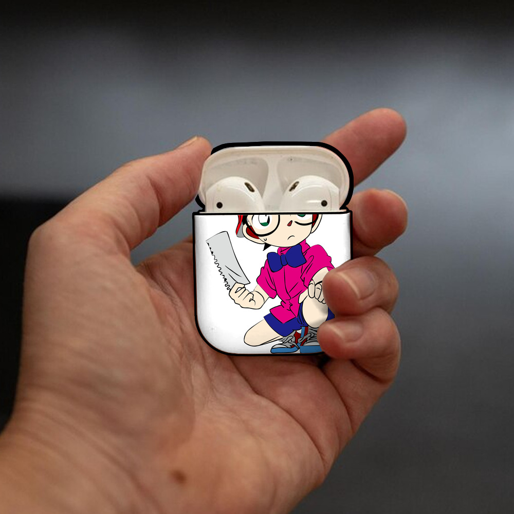名探偵コナン 江戸川 コナン Detective Conan Conan Edogawa AirPods 第2世代保護ケース ハードシェル ブラック 耐衝撃・防指紋・カラビナ付き