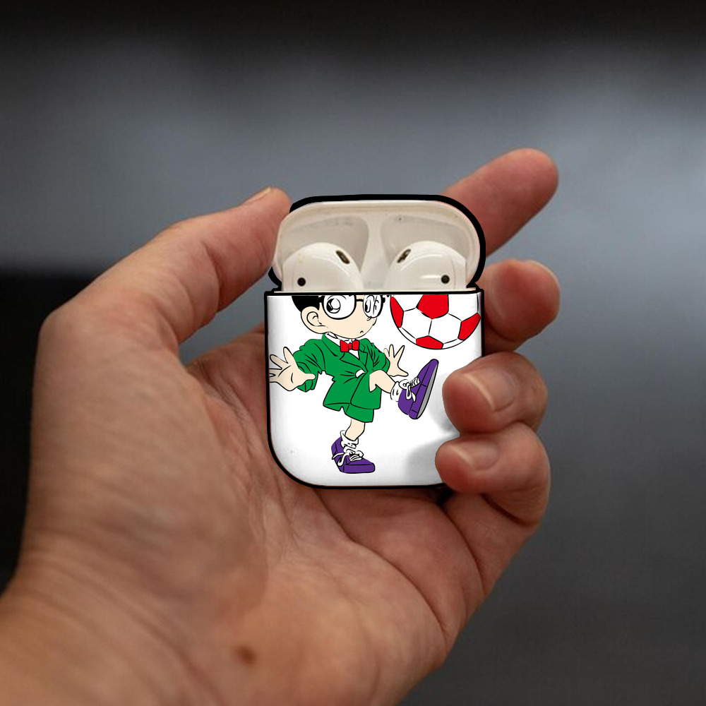 名探偵コナン 江戸川 コナン Detective Conan Conan Edogawa AirPods 第2世代保護ケース ハードシェル ブラック 耐衝撃・防指紋・カラビナ付き